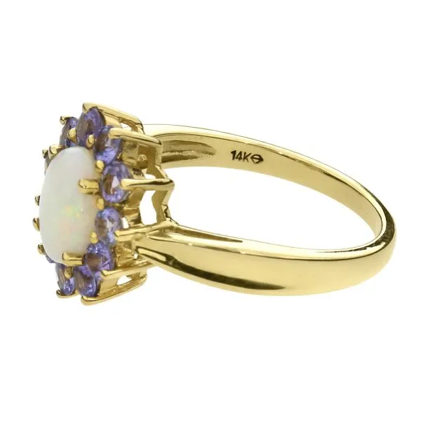 14K Yellow Gold Opal & Tanzanite Halo Ring